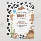 Western Rodeo Cowboy Second Rodeo 2nd Birthday 招待状 (正面/裏面)