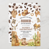 Western Rodeo Cowboy Second Rodeo 2nd Birthday 招待状 (正面/裏面)