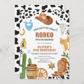 Western Rodeo Cowboy Second Rodeo 2nd Birthday 招待状 (正面/裏面)