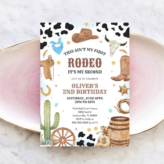 Western Rodeo Cowboy Second Rodeo 2nd Birthday 招待状