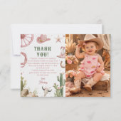 Western Rodeo Cowgirl Birthday サンキューカード (正面)