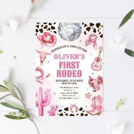 Western Rodeo Cowgirl First Rodeo 1st Birthday 招待状