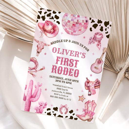 Western Rodeo Cowgirl First Rodeo 1st Birthday 招待状