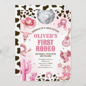 Western Rodeo Cowgirl First Rodeo 1st Birthday 招待状 (正面/裏面)