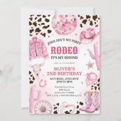 Western Rodeo Cowgirl Second Rodeo 2nd Birthday 招待状 (正面)