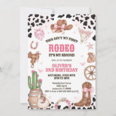 Western Rodeo Cowgirl Second Rodeo 2nd Birthday 招待状 (正面)