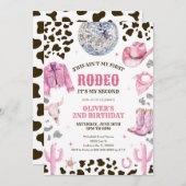 Western Rodeo Cowgirl Second Rodeo 2nd Birthday 招待状 (正面/裏面)