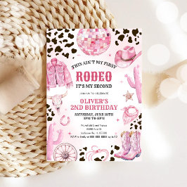 Western Rodeo Cowgirl Second Rodeo 2nd Birthday 招待状