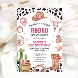 Western Rodeo Cowgirl Second Rodeo 2nd Birthday 招待状