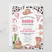 Western Rodeo Cowgirl Second Rodeo 2nd Birthday 招待状 (正面)