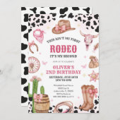Western Rodeo Cowgirl Second Rodeo 2nd Birthday 招待状 (正面/裏面)
