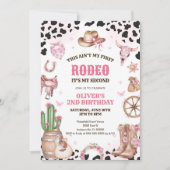 Western Rodeo Cowgirl Second Rodeo 2nd Birthday 招待状 (正面)