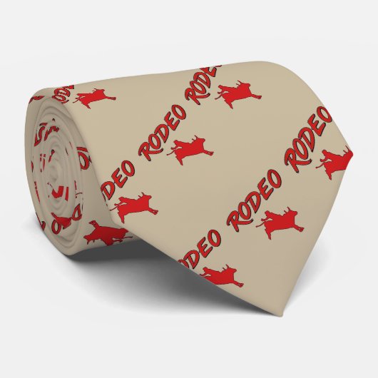 Western Rodeo Text and Bucking Bull in Red ネクタイ (ロール)