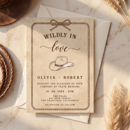 Western Rustic カウボーイハット Wildly In Love ウェディング 招待状