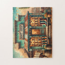 Western Rustic Cowboy Boot Shop Desert Storefront ジグソーパズル