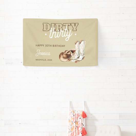 Western Rustic Dirty Thirty 30th Birthday Party 横断幕 (インサイチュ)