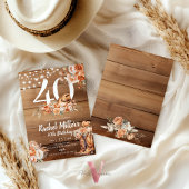 Western Rustic Dried Flower Hat Boots Birthday 招待状