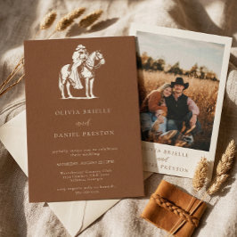 Western Rustic Horse Country Photo texture Wedding 招待状
