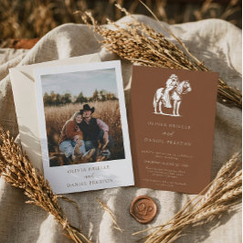 Western Rustic Horse Country Photo Wedding 招待状