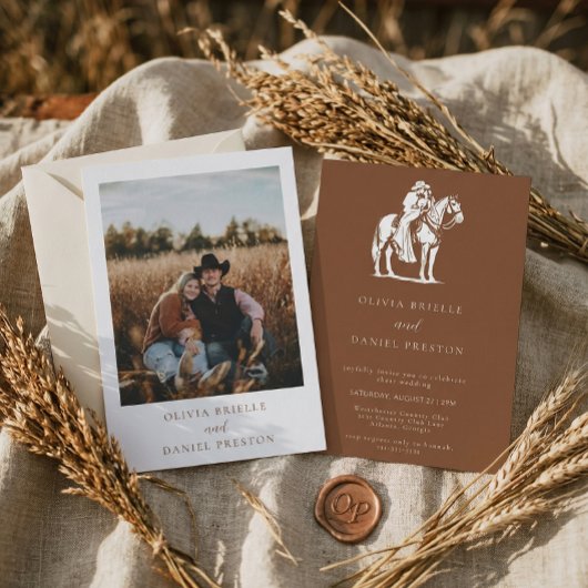 Western Rustic Horse Country Photo Wedding 招待状