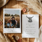 Western Rustic Pampas Grass Boho Photo Wedding 招待状