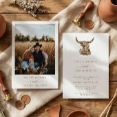 Western Rustic Pampas Grass Boho Photo Wedding Inv 招待状