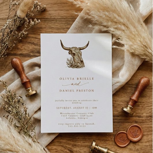 Western Rustic Pampas Grass Boho Wedding 招待状