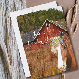 Western Rustic Sunflower Horse Country Birthday In 招待状