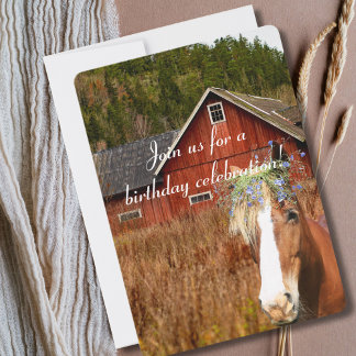 Western Rustic Sunflower Horse Country Birthday In 招待状