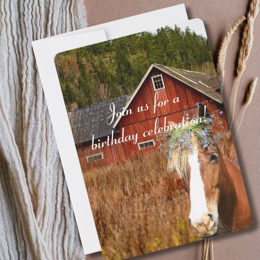 Western Rustic Sunflower Horse Country Birthday In 招待状