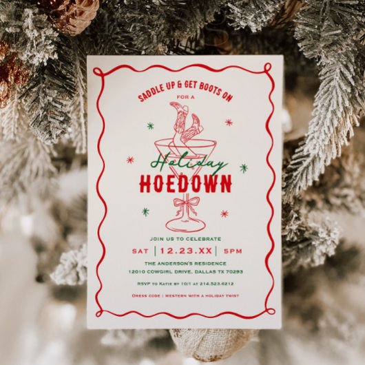 Western Saddle Up Holiday Hoedown Party 招待状