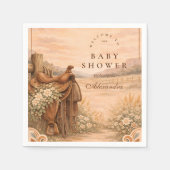 Western Saddle Wildflower Baby Shower スタンダードカクテルナプキン (正面)