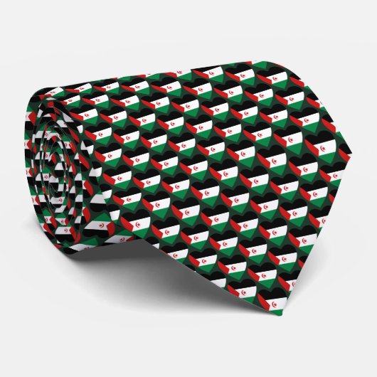 Western Sahara Flag Hearts Tie ネクタイ (ロール)