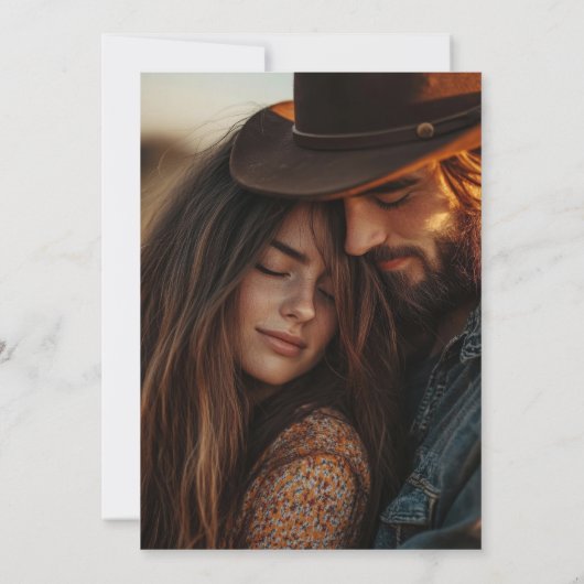 Western Save the Date | Rustic Boho Cow Skull セーブザデート (裏面)