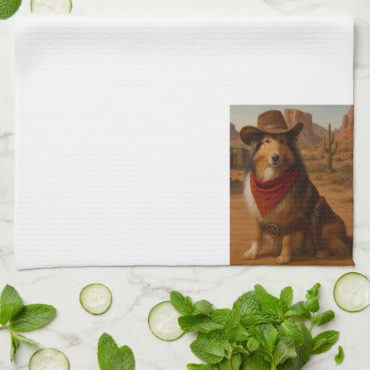 Western Sheltie キッチンタオル (折り畳み)