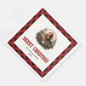 Western sheriff's badge red black Christmas napkin (コーナー)