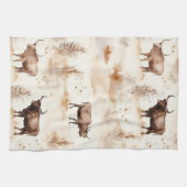 Western Southwest Animal Highland Cow キッチンタオル (横)