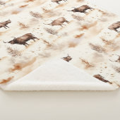 Western Southwest Animal Highland Cow シェルパブランケット (3/4)