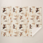 Western Southwest Animal Highland Cow シェルパブランケット (正面(横))