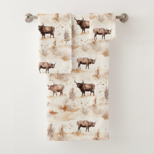 Western Southwest Animal Highland Cow バスタオルセット (インサイチュ)