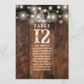 Western String Lights Table Number Seating Chart 招待状 (裏面)