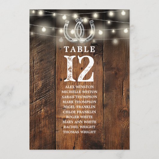 Western String Lights Table Number Seating Chart 招待状 (裏面)
