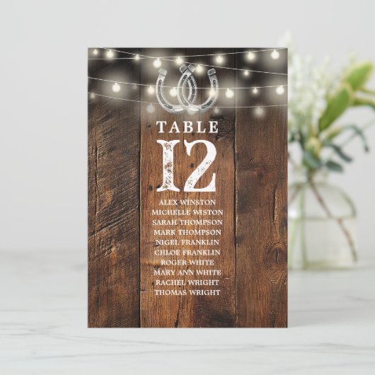 Western String Lights Table Number Seating Chart 招待状 (スタンド正面)