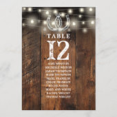 Western String Lights Table Number Seating Chart 招待状 (正面)