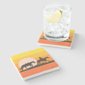 Western Sunset Cowboy Silhouette Throw Pillow ストーンコースター (横)