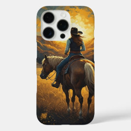 Western Sunset Cowgirl iPhone protection case iPhone 16 Proケース