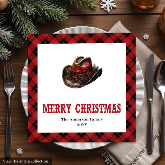 Western tartan napkins for holiday table setting