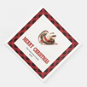 Western tartan napkins red black Christmas decor (コーナー)