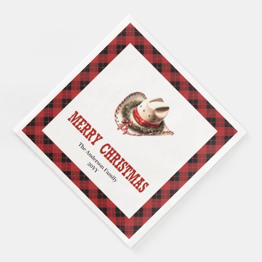 Western tartan napkins red black Christmas decor (コーナー)
