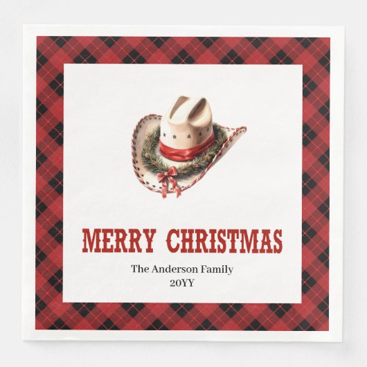 Western tartan napkins red black Christmas decor (正面)